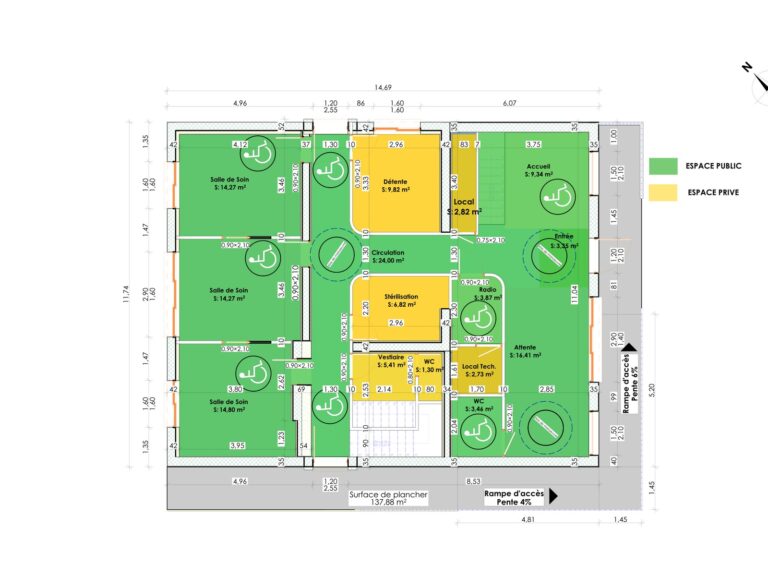 Plan de distribution des zones accessibles au public d’un ERP