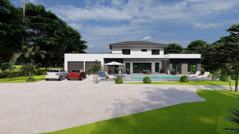 Maison contemporaine modélisée en 3D