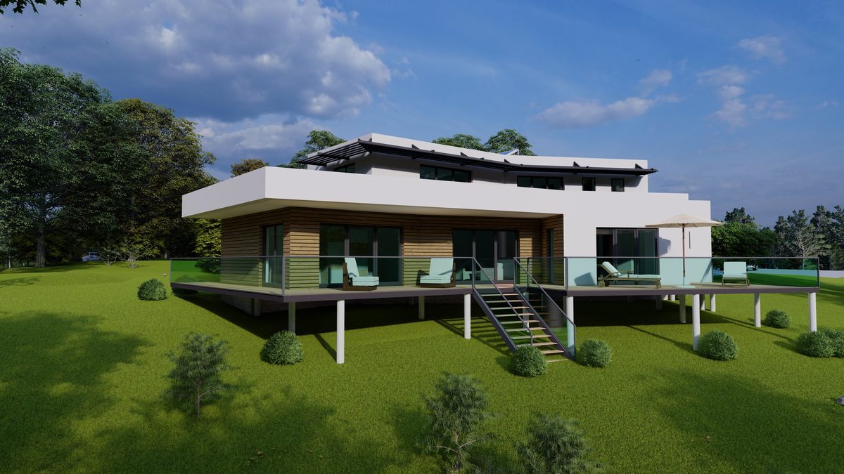 Modelisation 3D : Maison sur terrain en pente